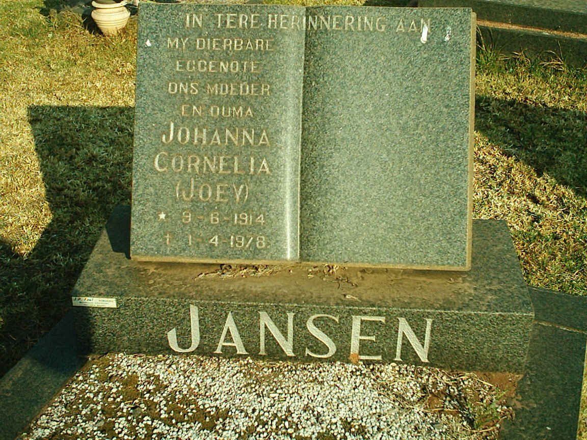 JANSEN Johanna Cornelia 1914-1978