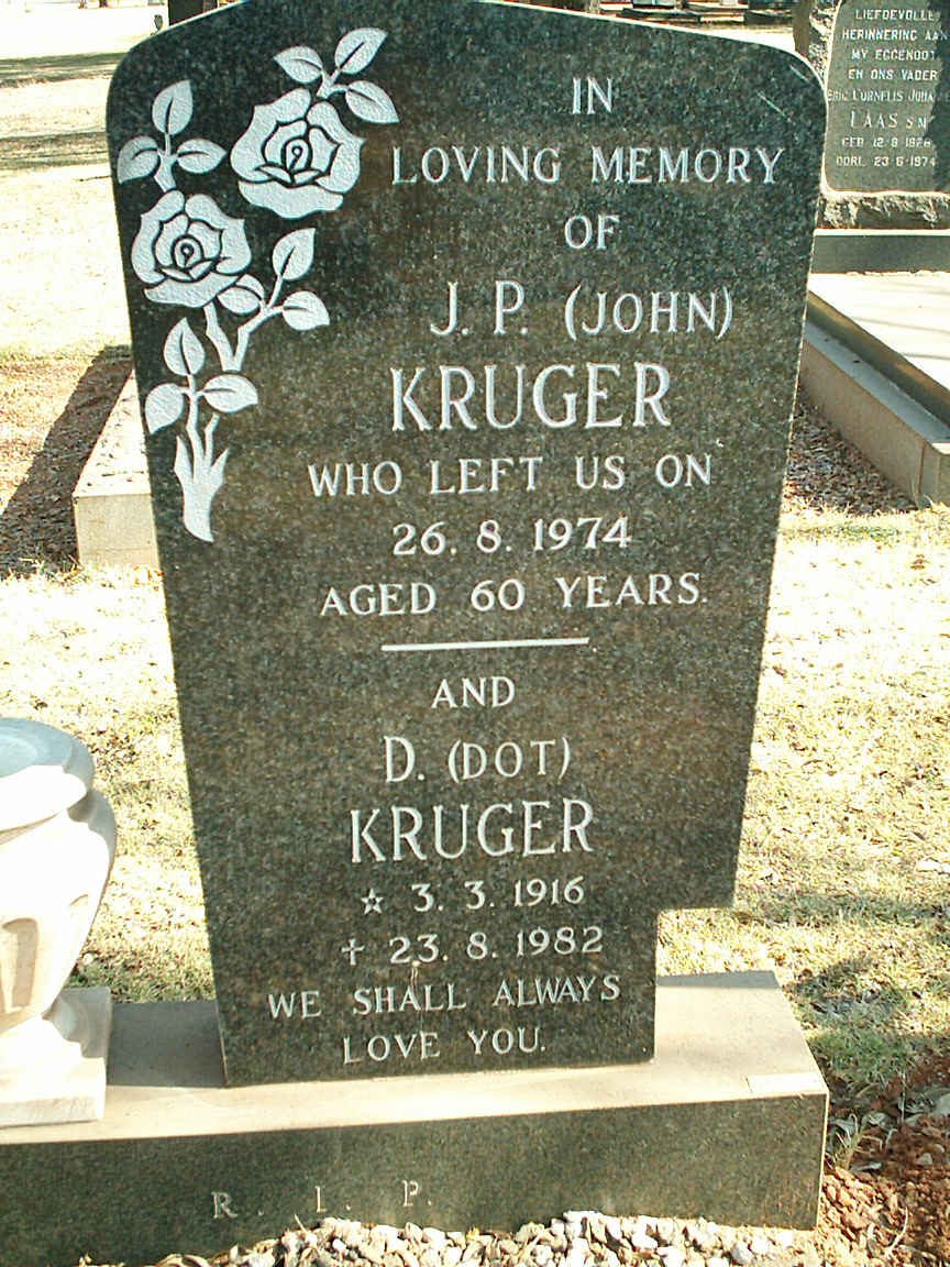 KRUGER J.P. -1974 &amp; D. 1916-1982