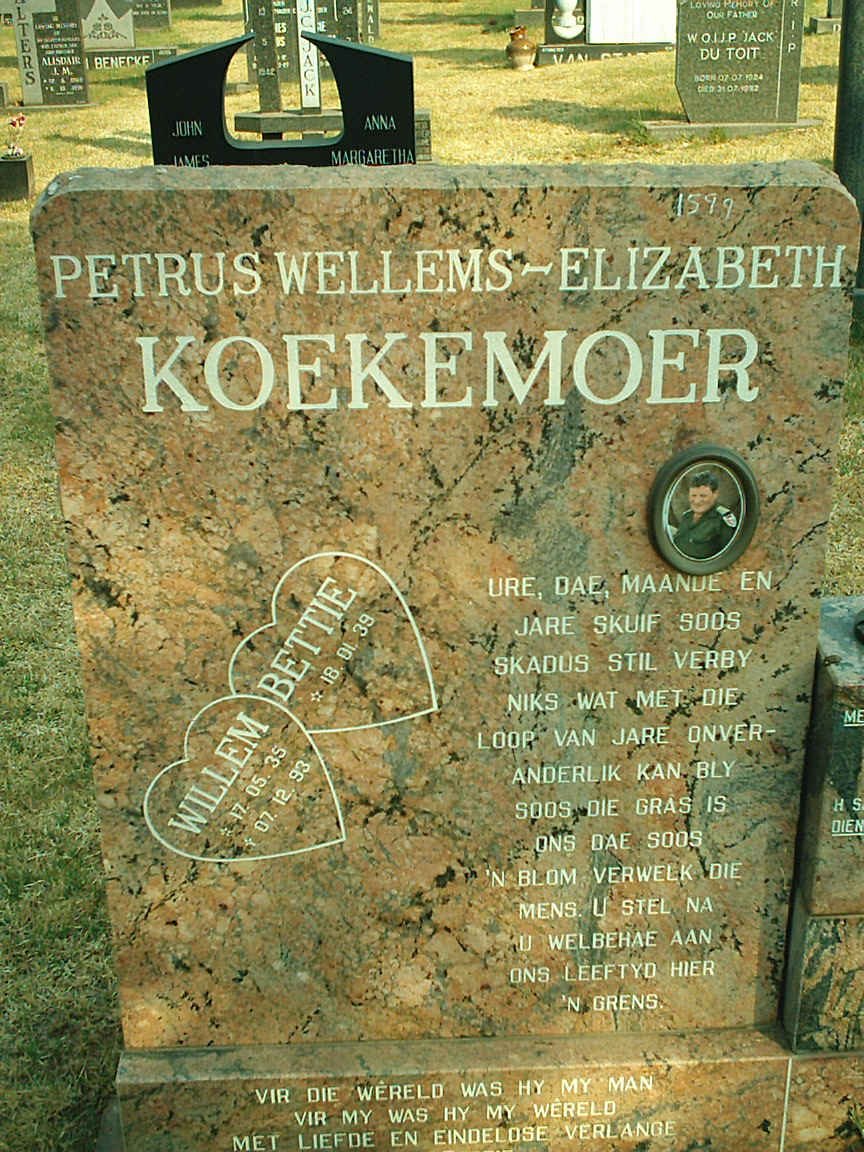 KOEKEMOER Petrus Wellems 1935-1993 &amp; Elizabeth 1939-