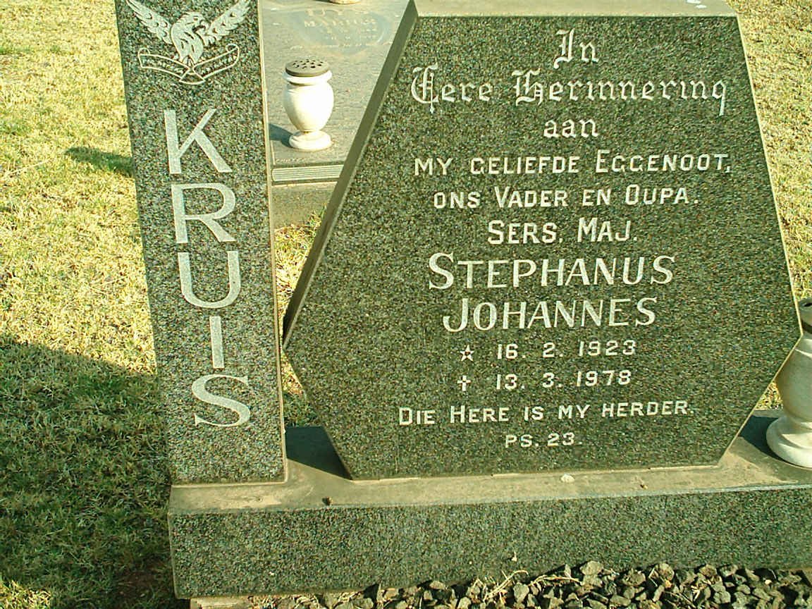 KRUIS Stephanus Johannes 1923-1978