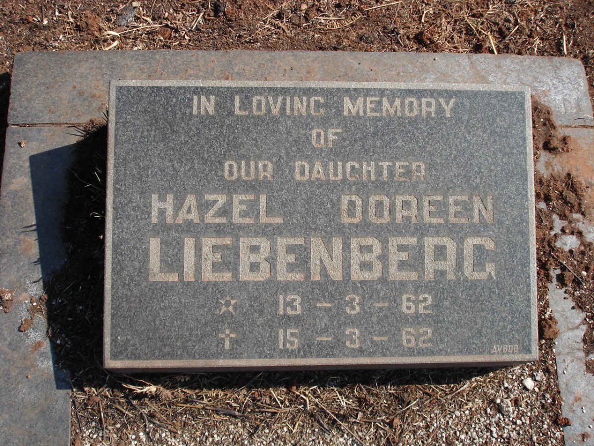 LIEBENBERG Hazel Doreen 1962-1962