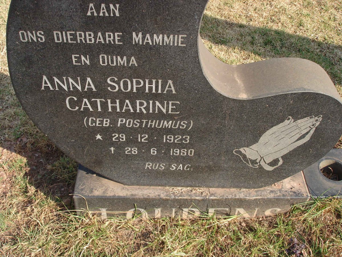 LOURENS Anna Sophia Catharine nee POSTHUMUS 1923-1980