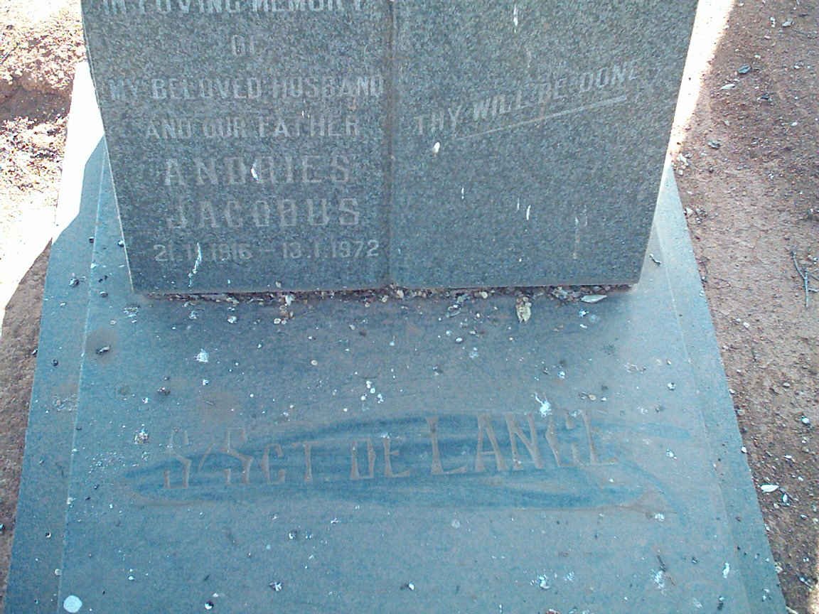 LANGE Andries Jacobus, de 191?-1972