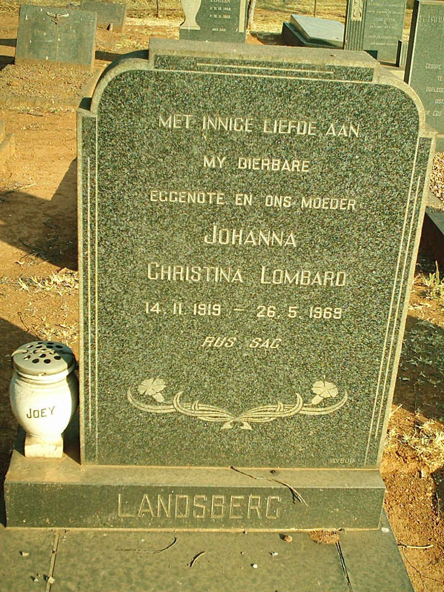 LANDSBERG Johanna Christina Lombard 1919-1969