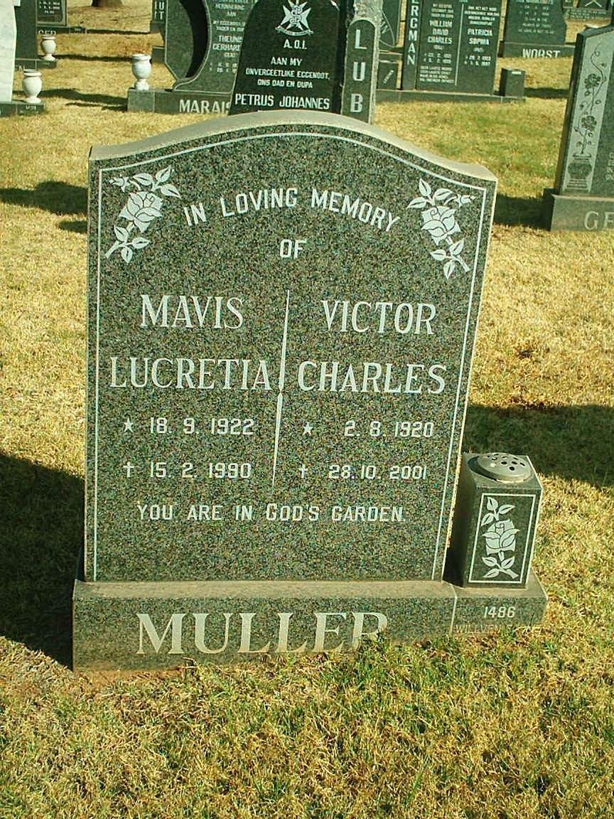 MULLER Victor Charles 1920-2001 &amp; Mavis Lucretia 1922-1990