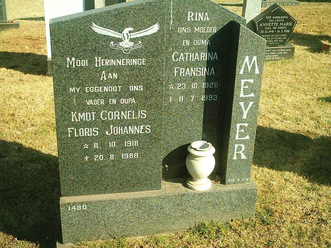 MEYER Cornelis Floris Johannes 1918-1988 &amp; Catharina Fransina 1920-1993