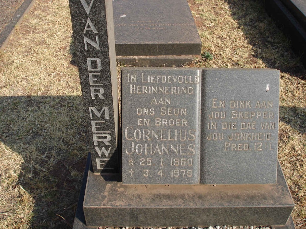 MERWE Cornelius Johannes, van der 1960-1979