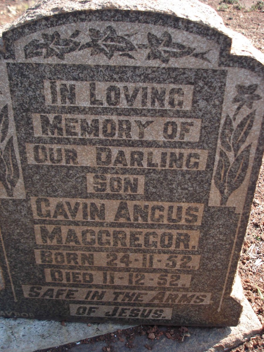 MACGREGOR Gavin Angus 1952-1952