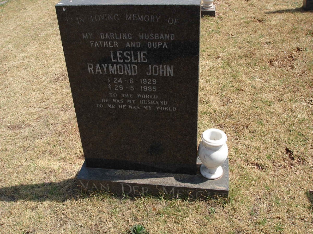 MESCHT Leslie Raymond John, van der 1929-1985