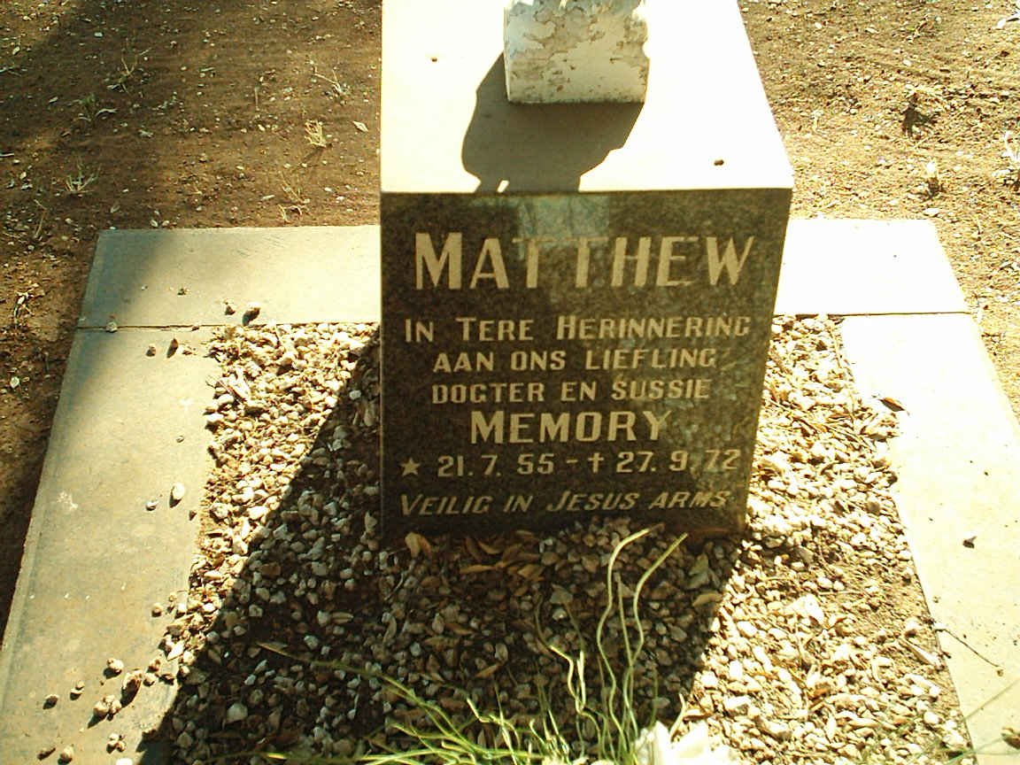 MATTHEW Memory 1955-1972