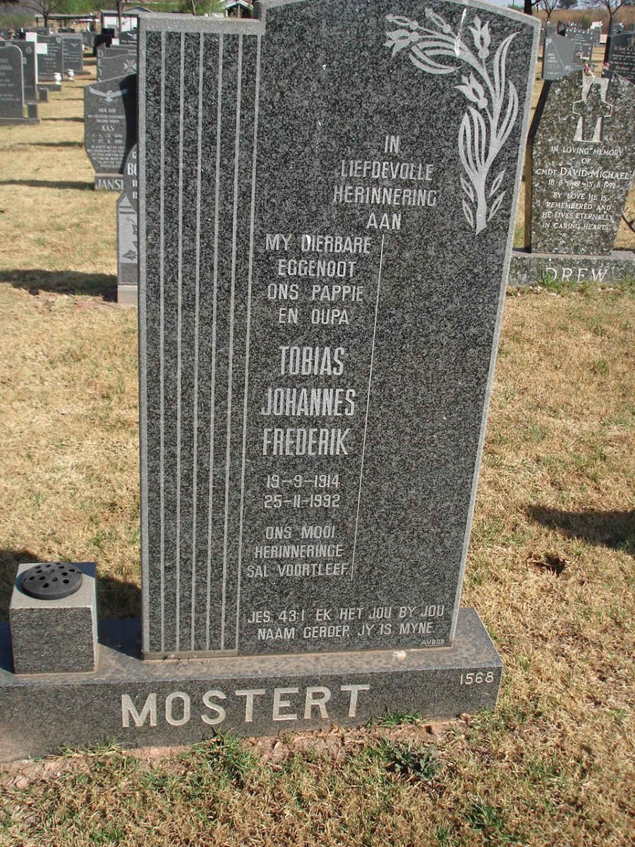 MOSTERT Tobias Johannes Frederik 1914-1992