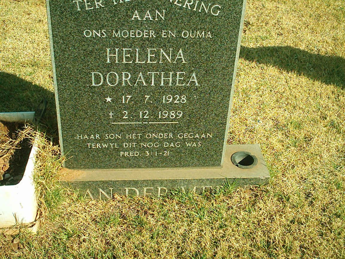 MERWE Helena Dorathea, van der 1928-1989