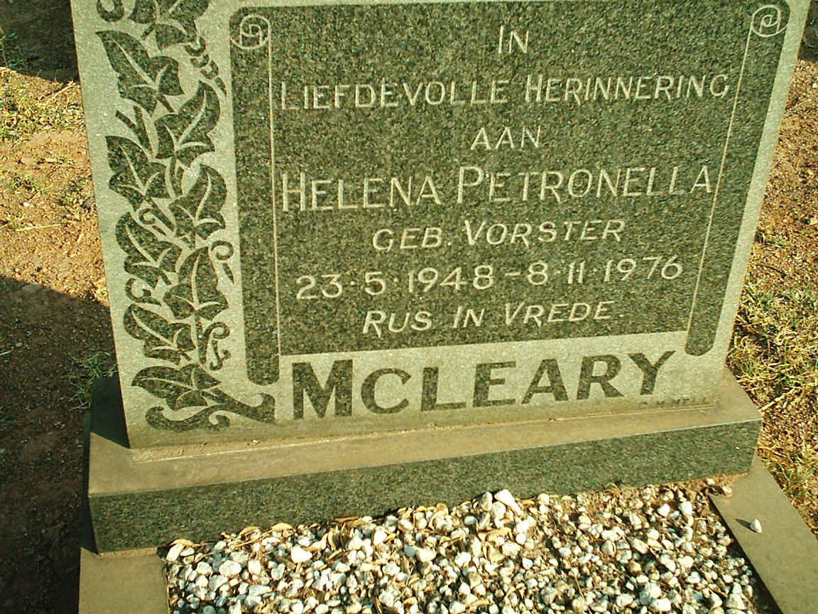 McLEARY Helena Petronella nee VORSTER 1948-1976