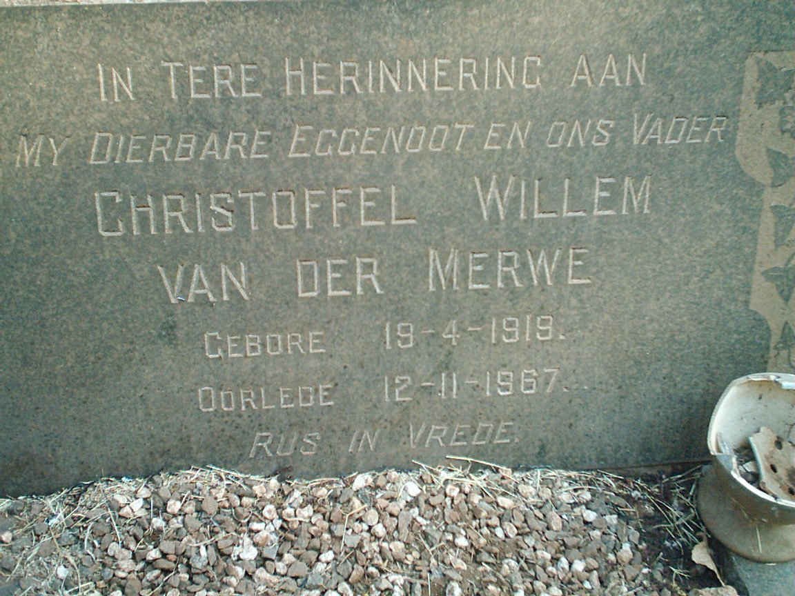 MERWE Christoffel Willem, van der 1919-1967
