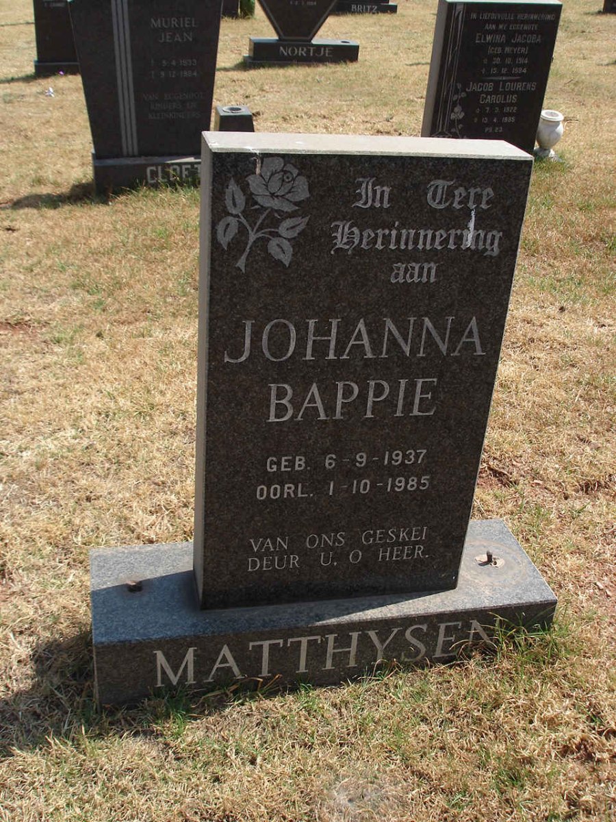 MATTHYSEN Johanna Bappie 1937-1985
