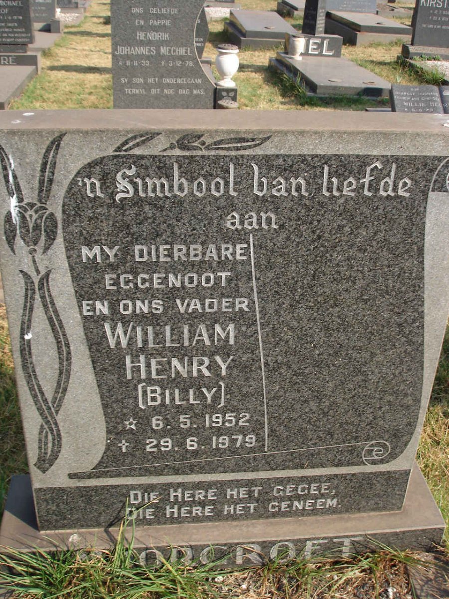MOORCROFT William Henry 1952-1979