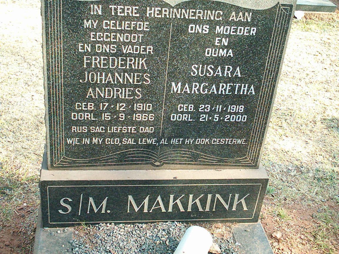 MAKKINK Frederik Johannes Andries 1910-1966 &amp; Susara Margaretha 1918-2000