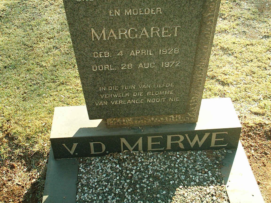 MERWE Margaret, v.d. 1928-1972