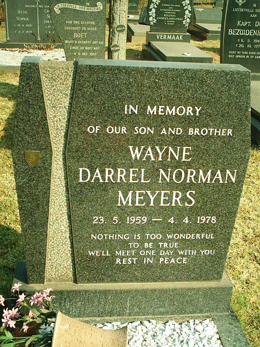 MEYERS Wayne Darrel Norman 1959-1978