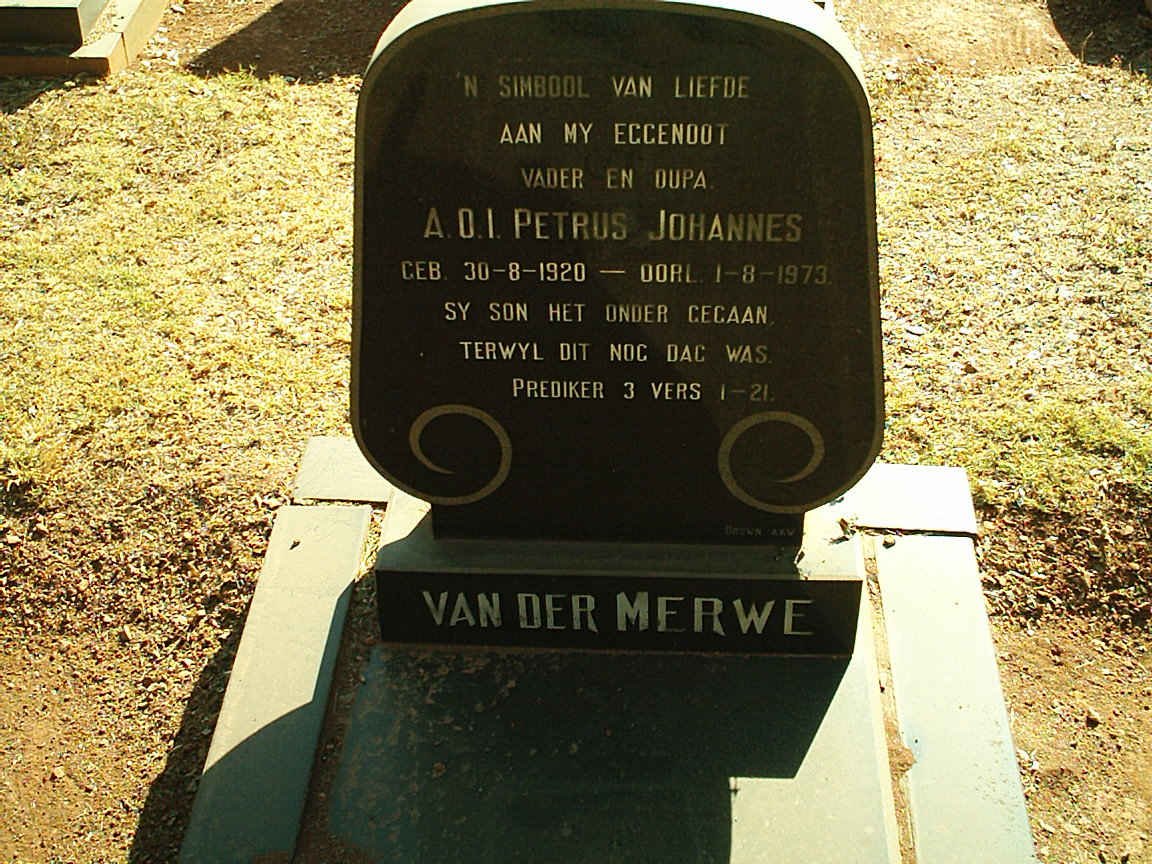 MERWE Petrus Johannes, van der 1920-1973