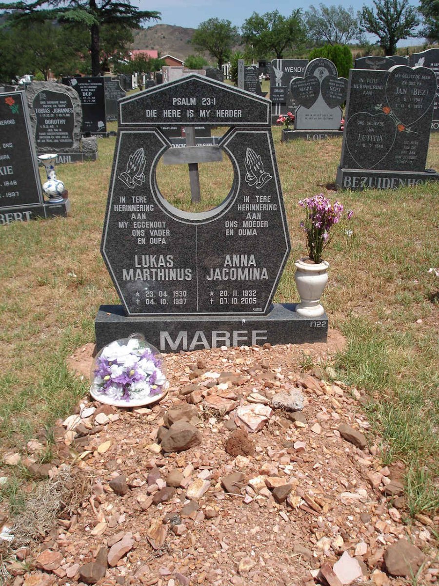 MAREE Lukas Marthinus 1930-1997 &amp; Anna Jacomina 1932-2005