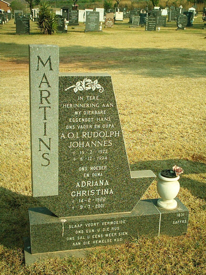 MARTINS Rudolph Johannes 1922-1994 &amp; Adriana Christina 1922-2001