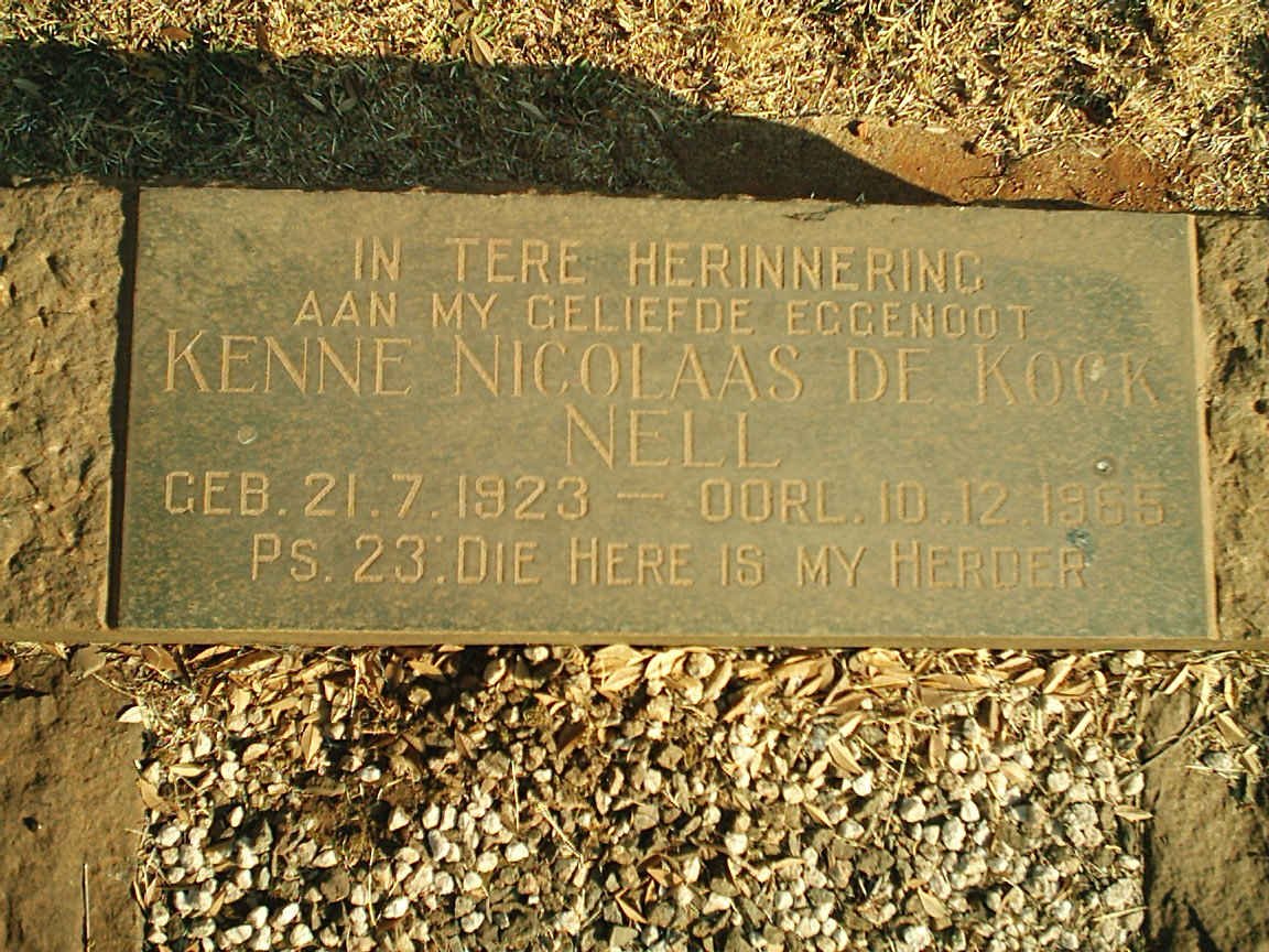 NEL Kenne Nicolaas De Kock 1923-1965