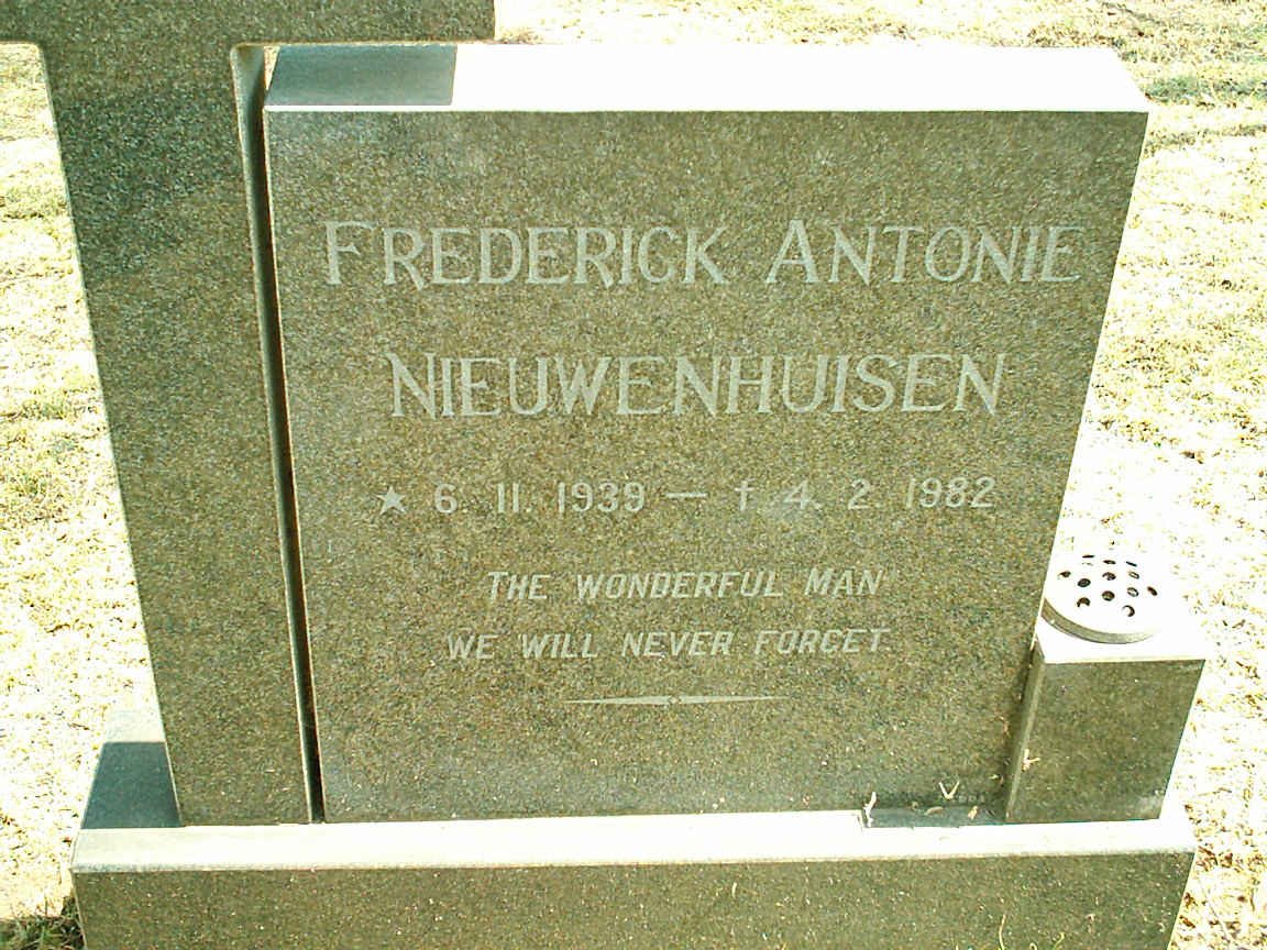 NIEUWENHUISEN Frederick Antonie 1939-1982