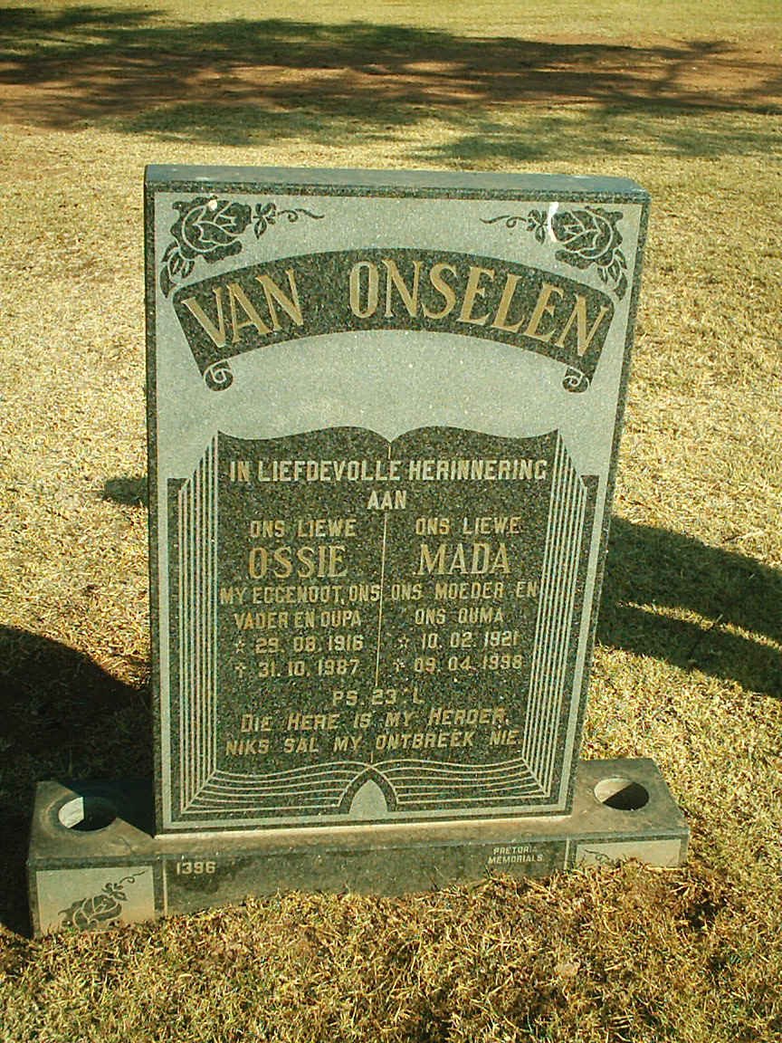 ONSELEN Ossie, van 1916-1987 &amp; Mada 1921-1998