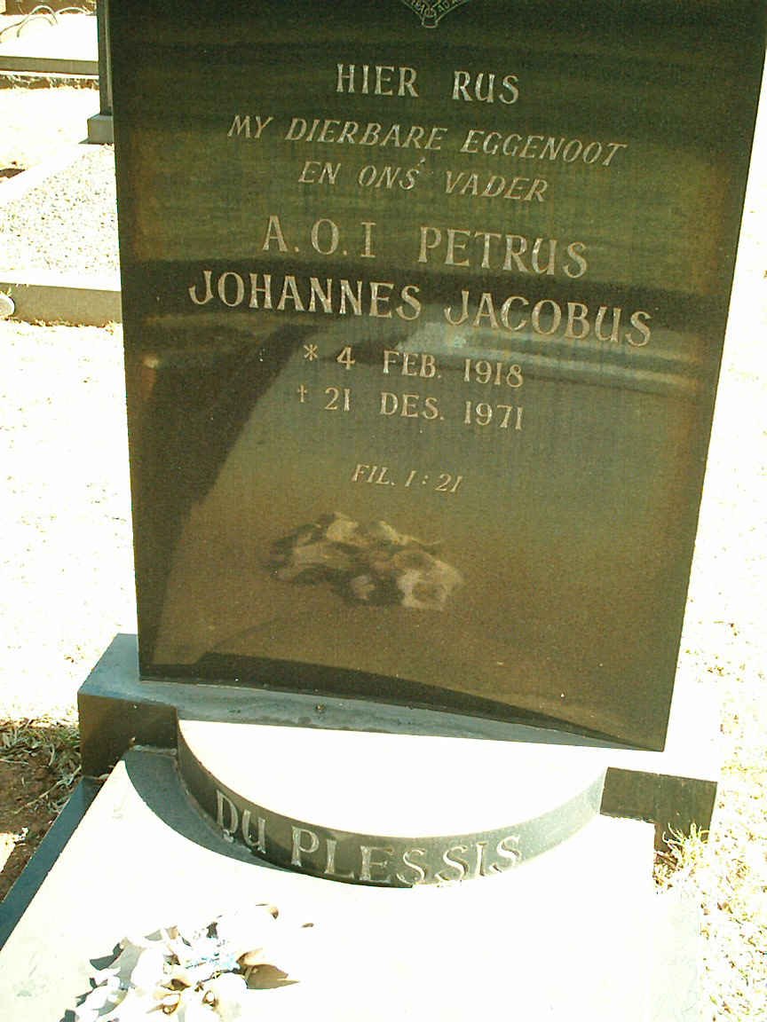 PLESSIS Petrus Johannes Jacobus, du 1918-1971