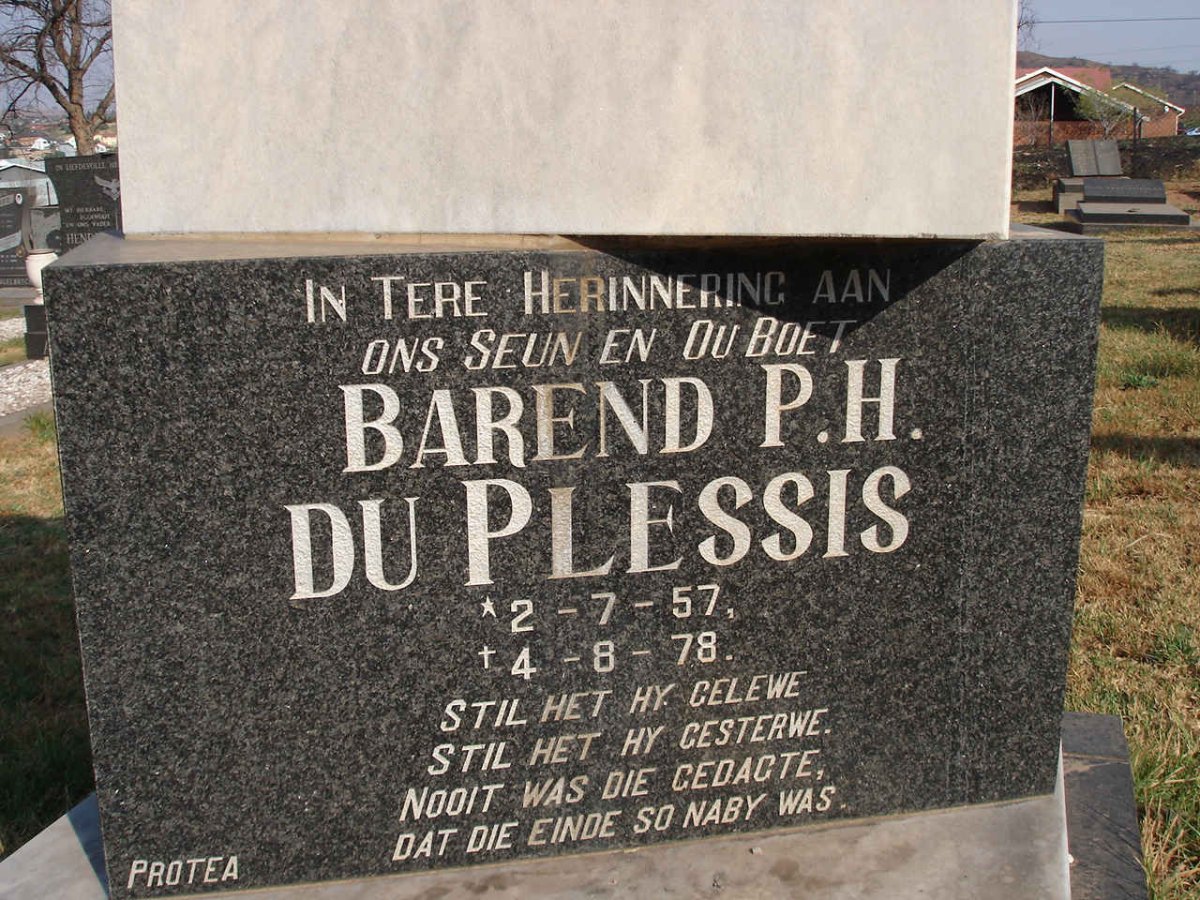 PLESSIS Barend P.H., du 1957-1978