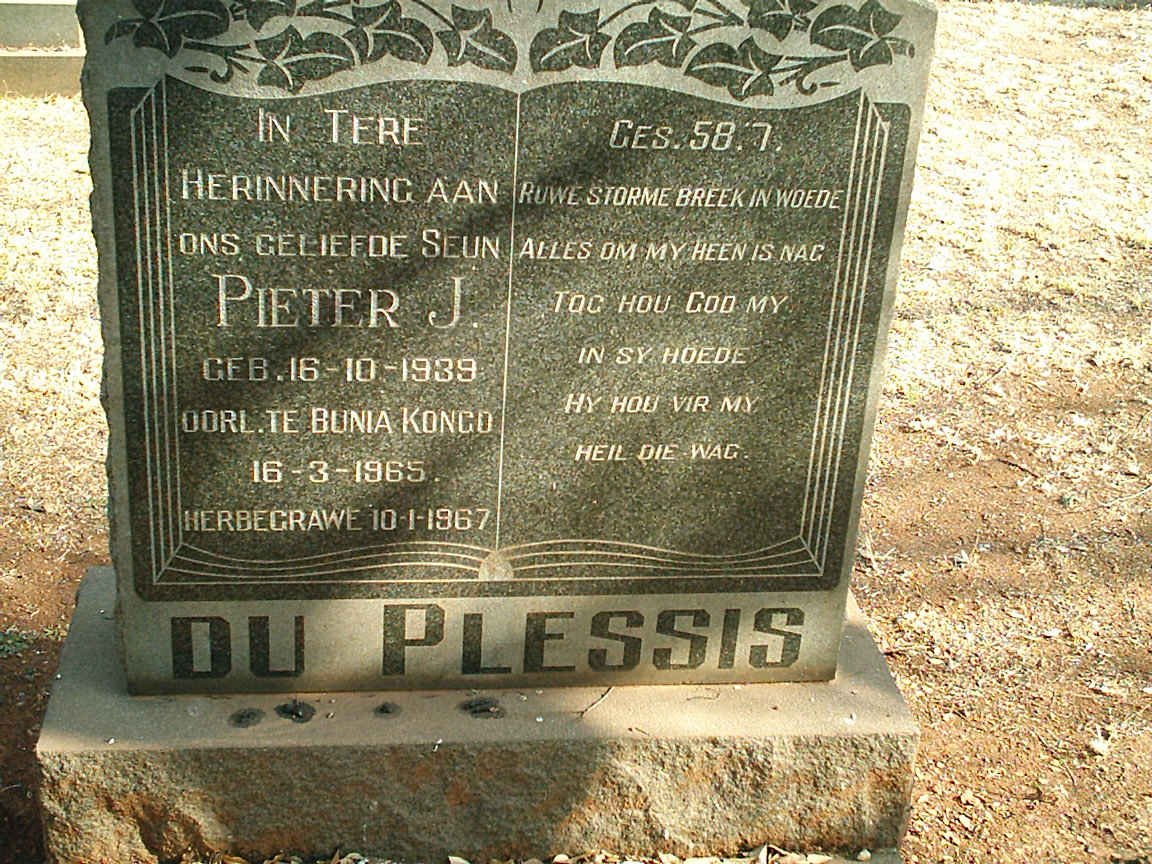 PLESSIS Pieter J., du 1939-1965
