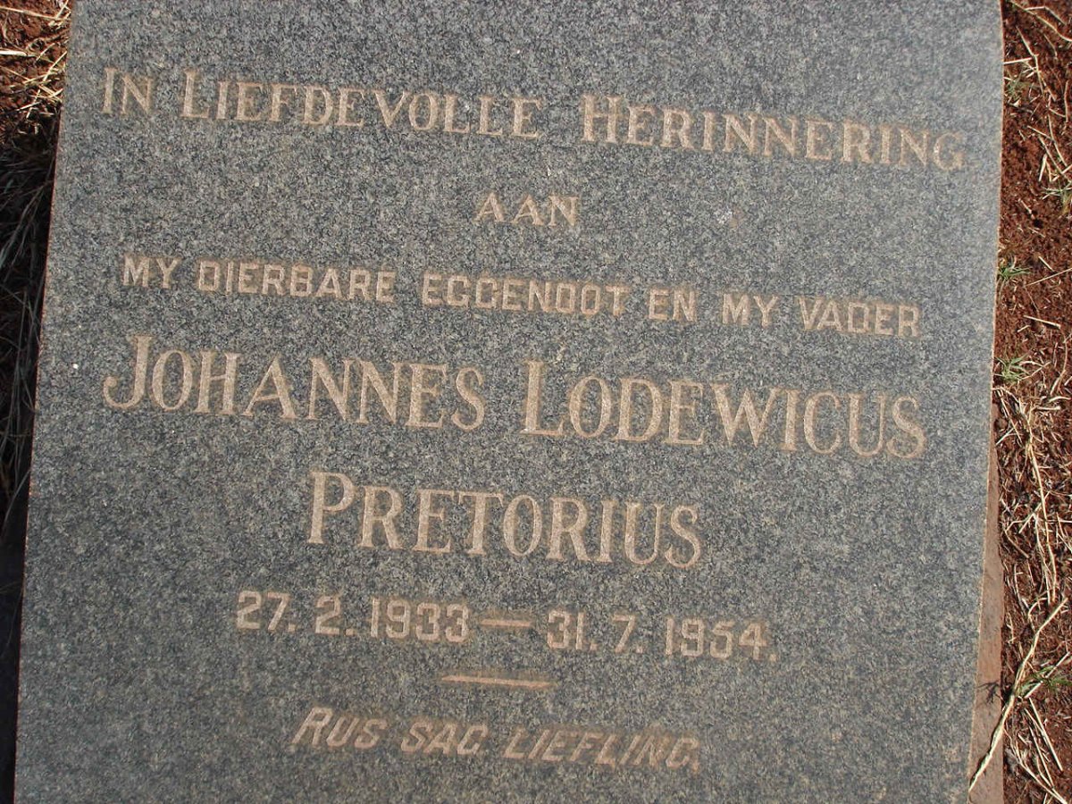 PRETORIUS Johannes Lodewicus 1933-1954