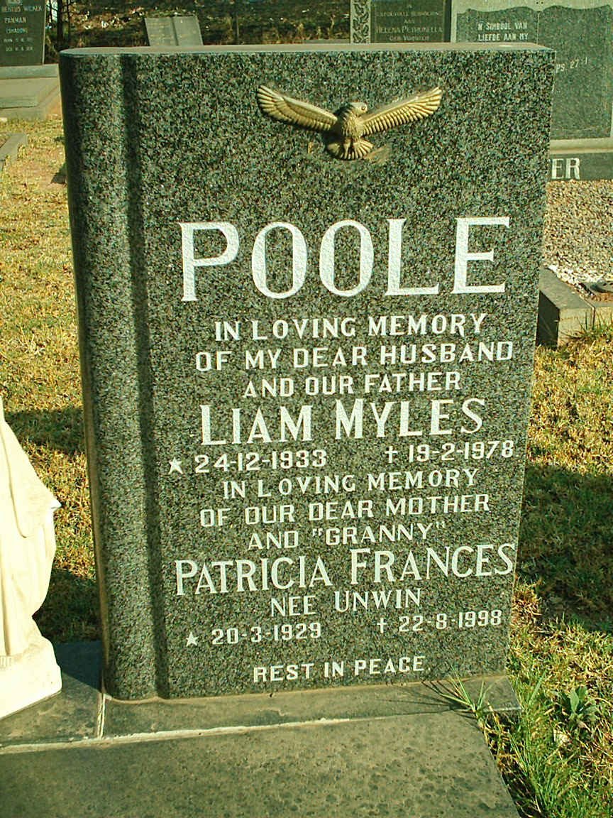 POOLE Liam Myles 1933-1978 &amp; Patricia Frances UNWIN 1929-1998
