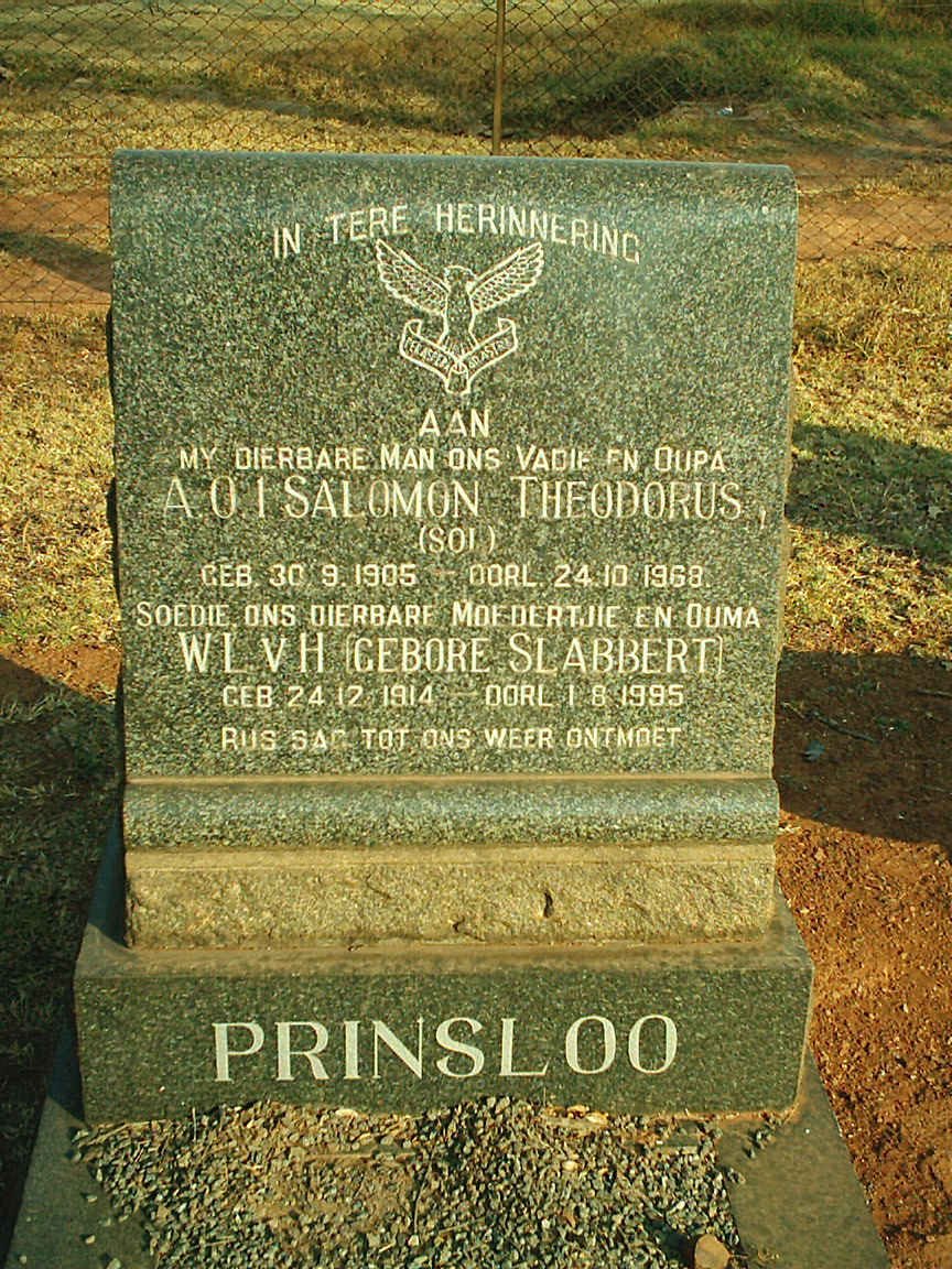 PRINSLOO Salomon Theodorus 1905-1968 &amp; W.L. v. H. SLABBERT 1914-1994