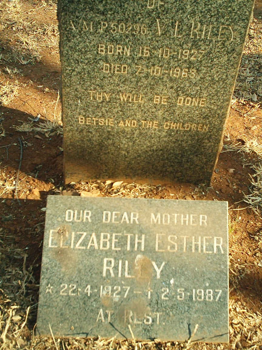 RILEY V.L. 1927-1963 &amp; Elizabeth Esther 1927-1987