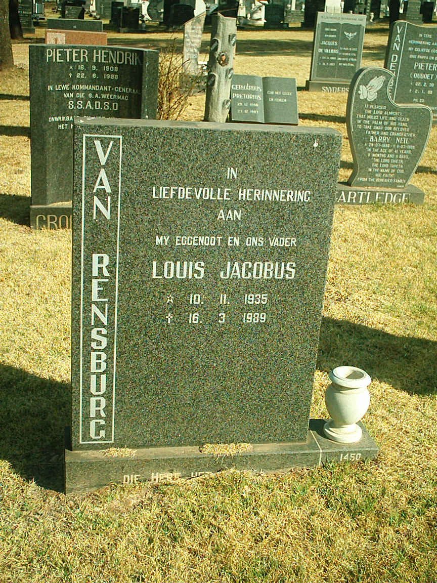 RENSBURG Louis Jacobus, van 1935-1989