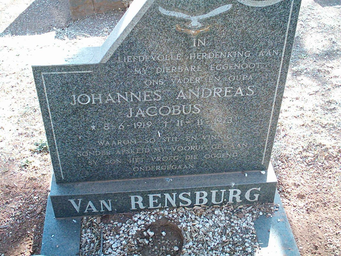 RENSBURG Johannes Andreas Jacobus, van 1919-1973