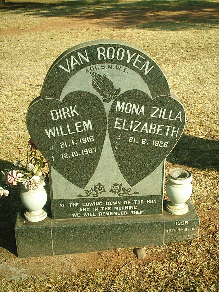 ROOYEN Dirk Willem, van 1916-1987 &amp; Mona Zilla Elizabeth 1926-