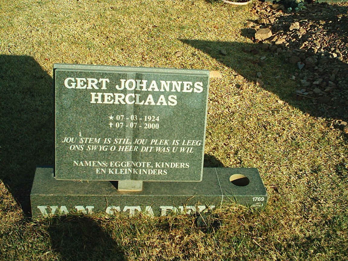 STADEN Gert Johannes Herclaas, van 1924-2000