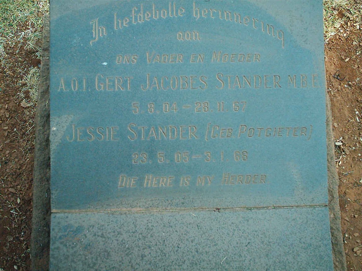 STANDER Gert Jacobus 1904-1967 &amp; Jessie POTGIETER 1905-1968