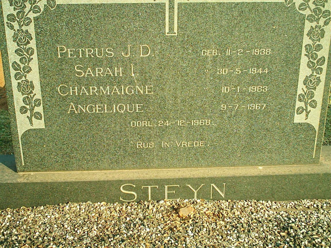 STEYN Petrus J.D. 1938-1968 &amp; Sarah I. 1944-1968