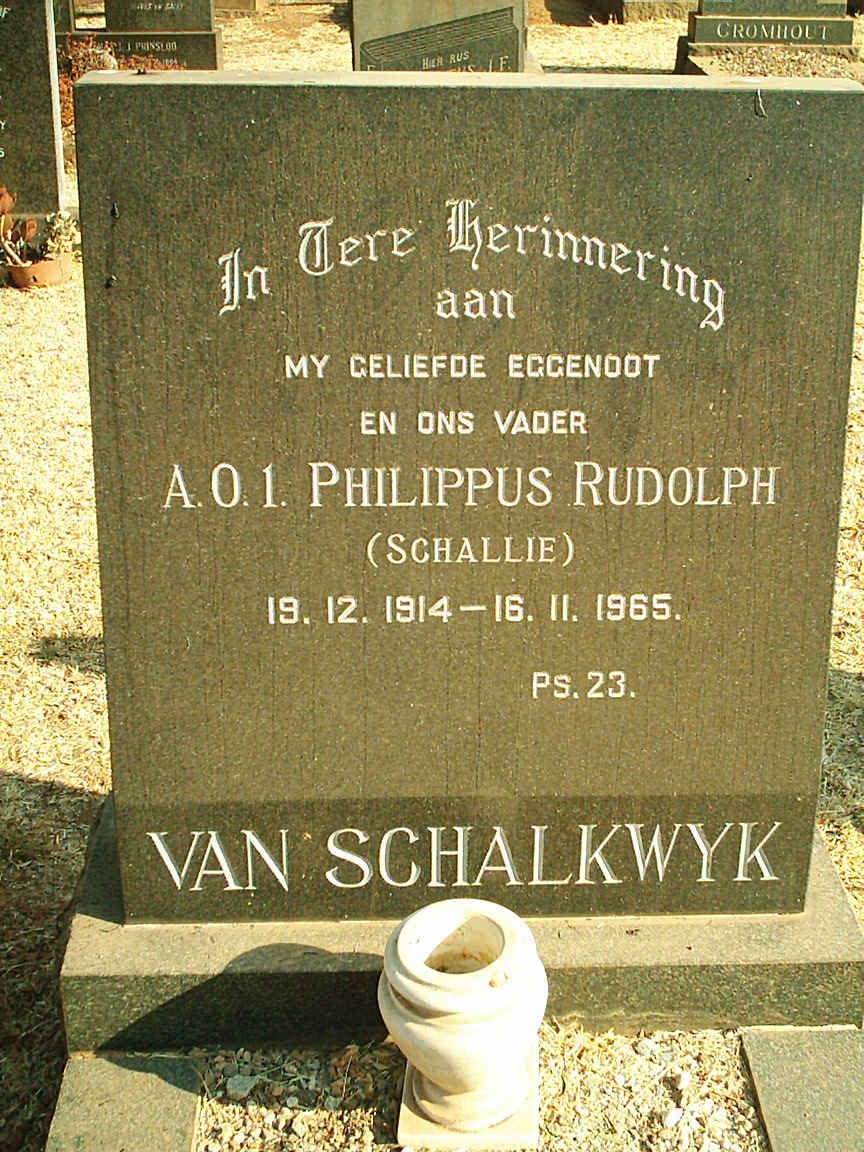 SCHALKWYK Philippus Rudolph, van 1914-1965