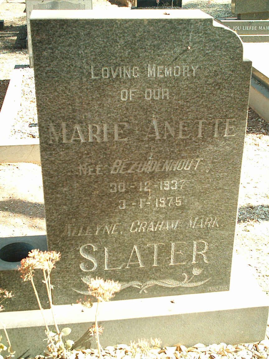 SLATER Marie Anette nee BEZUIDENHOUT 1937-1975