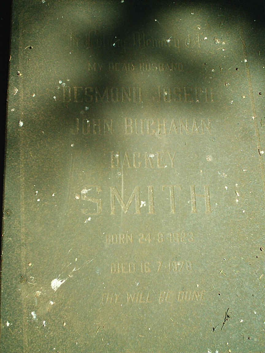 SMITH Desmond Joseph John Buchanan Hackey 1923-1978