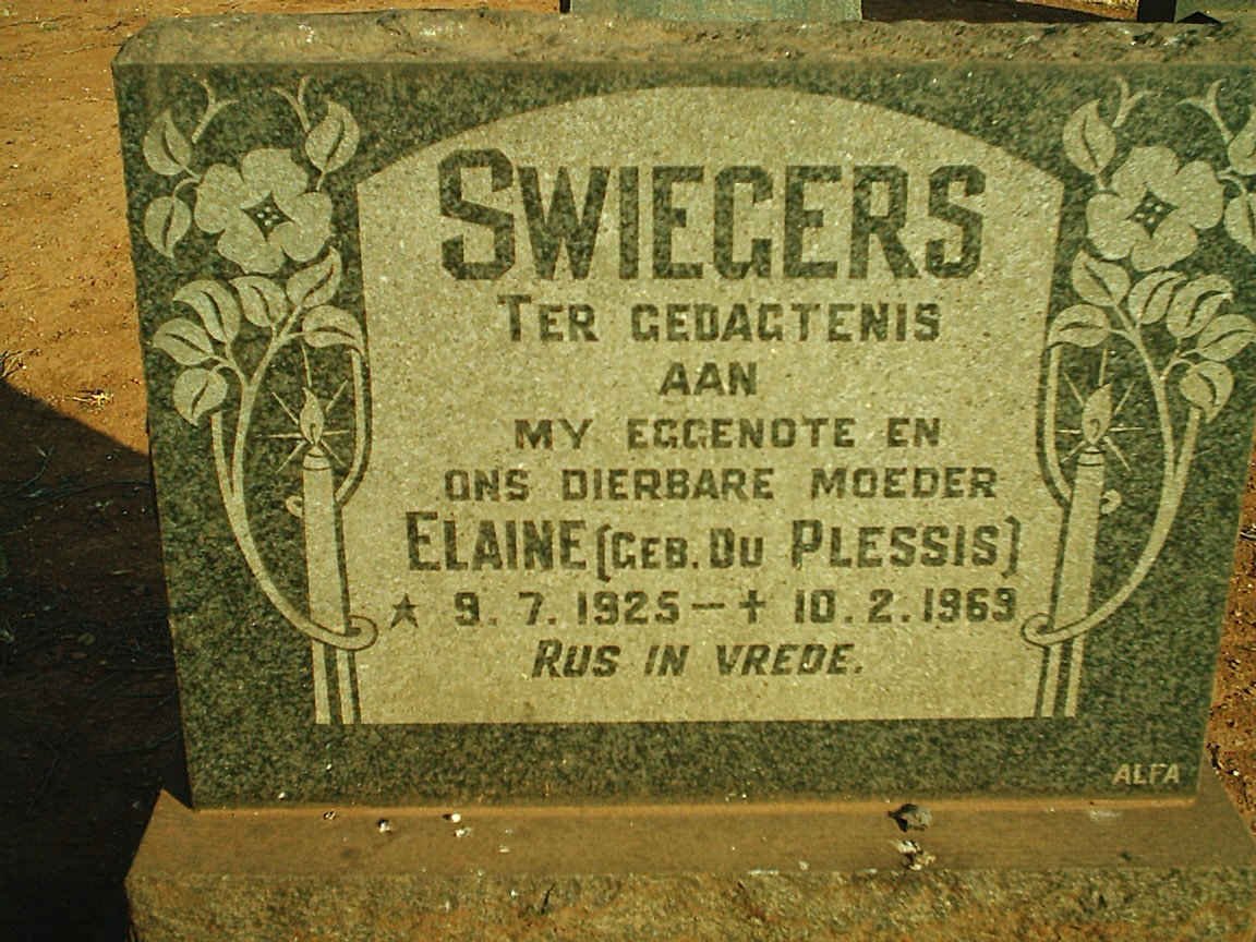 SWIEGERS Elaine nee DU PLESSIS 1925-1969