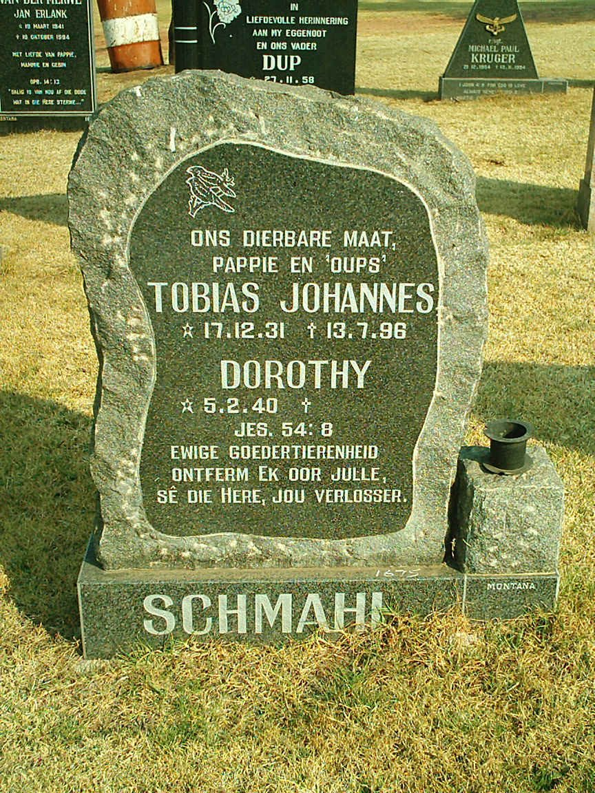 SCHMAHL Tobias Johannes 1931-1996 &amp; Dorothy 1940-