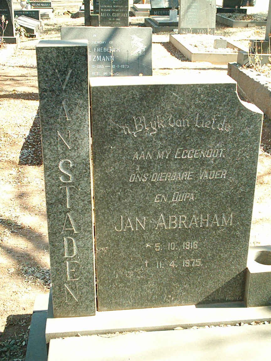 STADEN Jan Abraham, van 1916-1975