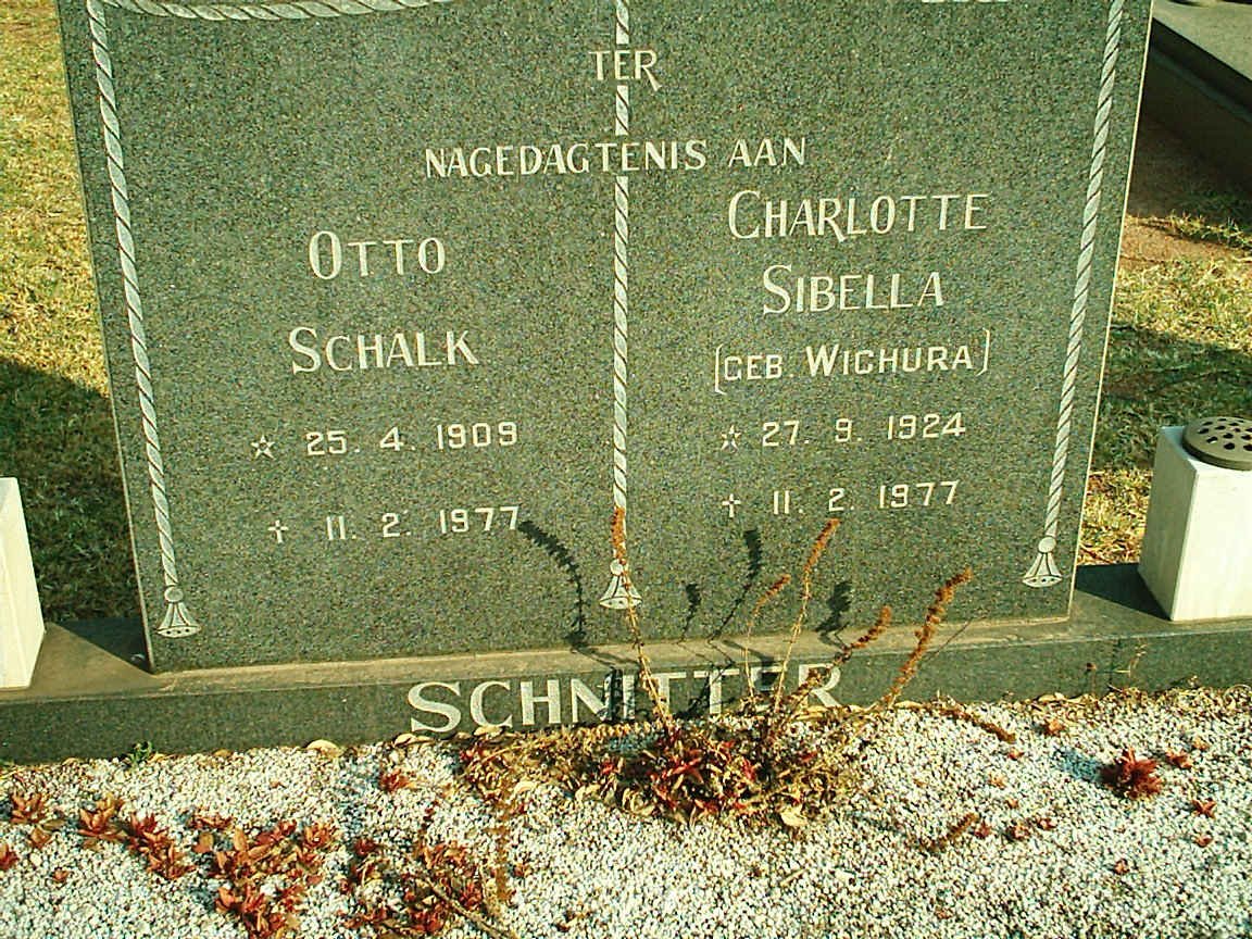 SCHNITTER Otto Schalk 1909-1977 &amp; Charlotte Sibella WICHURA 1924-1977