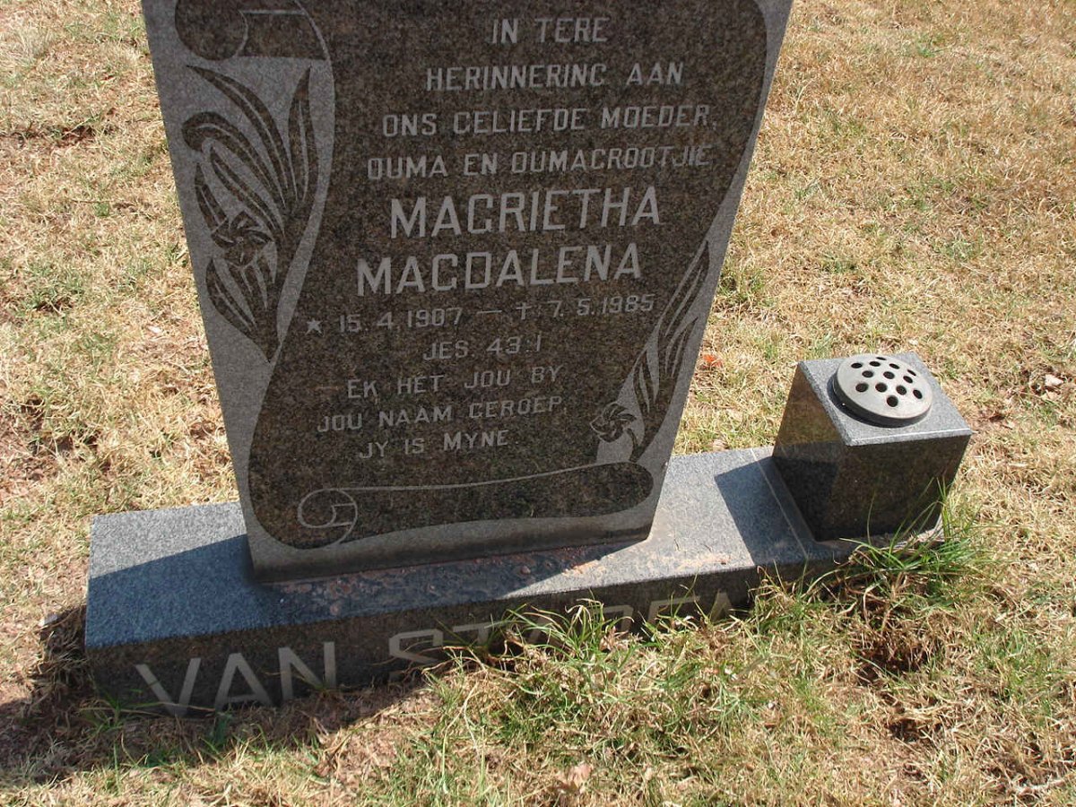 STADEN Magrietha Magdalena, van 1907-1985